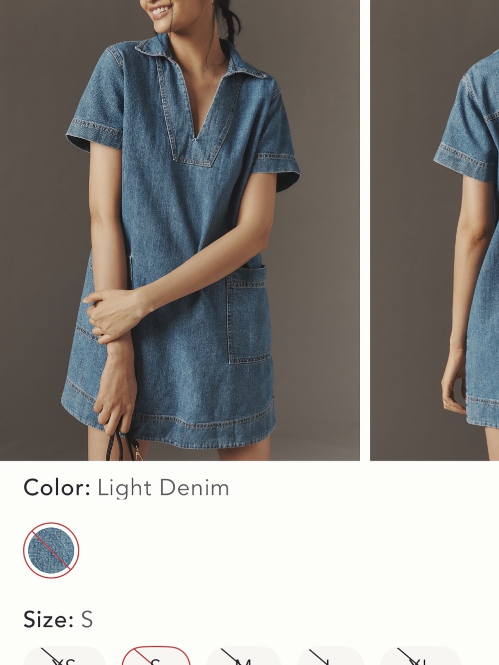 Velvet by Graham and Spencer Light Denim V-Notch Short Sleeve Mini Dress